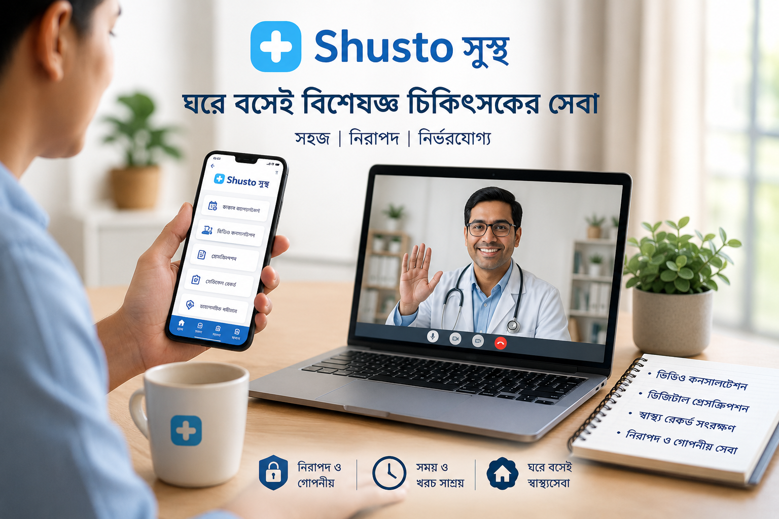 ডিজিটাল স্বাস্থ্যসেবার নতুন অধ্যায় ‘Shusto’, ঘরে বসেই মিলবে বিশেষজ্ঞ চিকিৎসকের সেবা